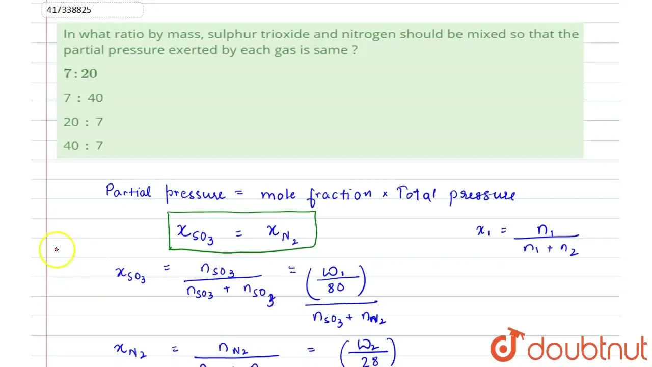 [Kannada] In what ratio by mass, sulphur trioxide and nitrogen should