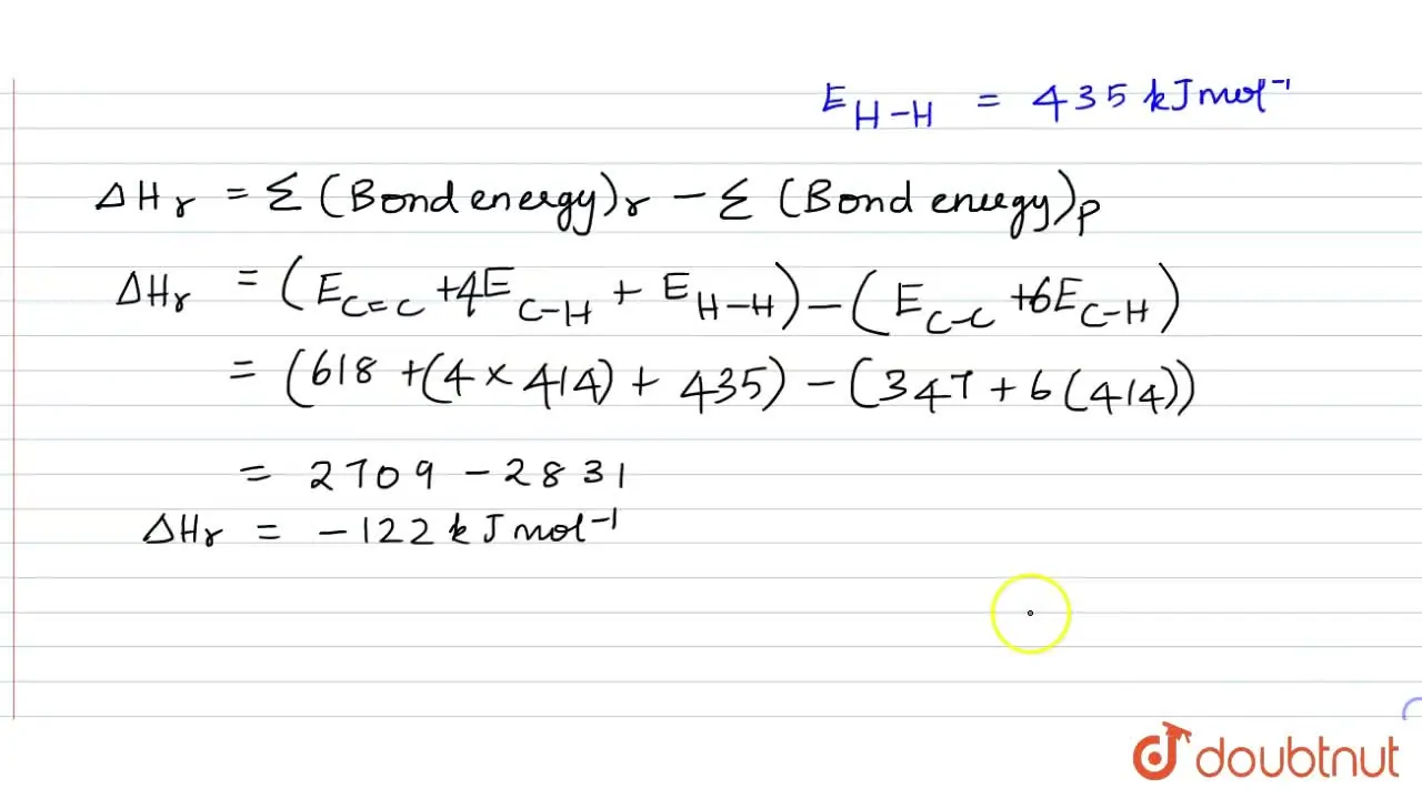 Tamil Calculate the enthalpy of hydrogenation of ethylene from the f