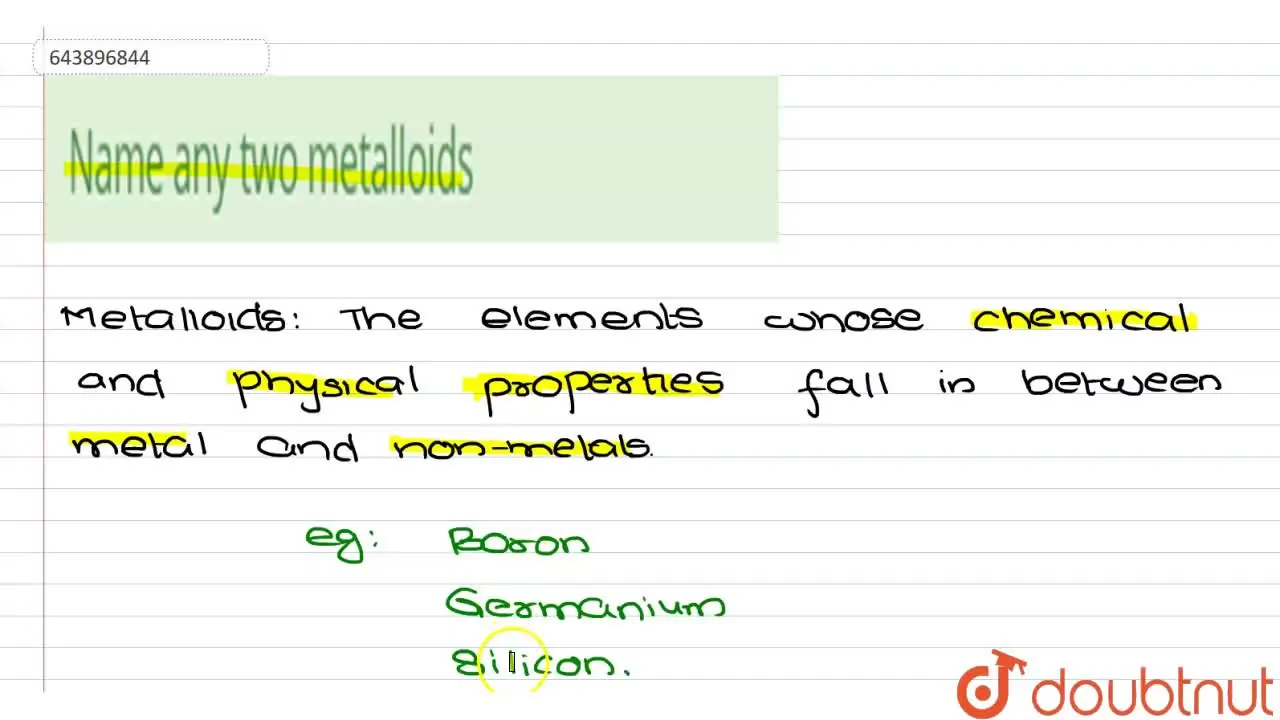 [Telugu] Name any two metalloids