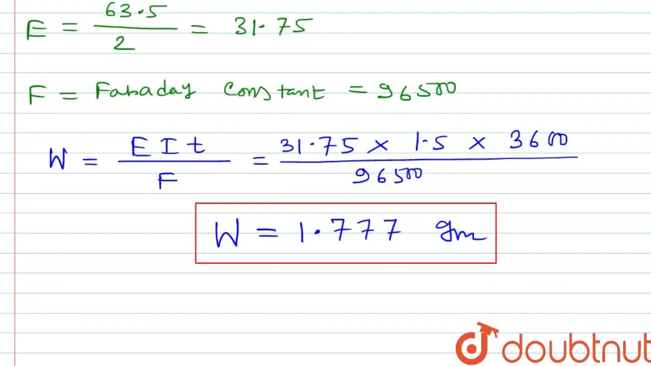 [Bengali] Calculate the amount of Cu will be realised at electrode whe