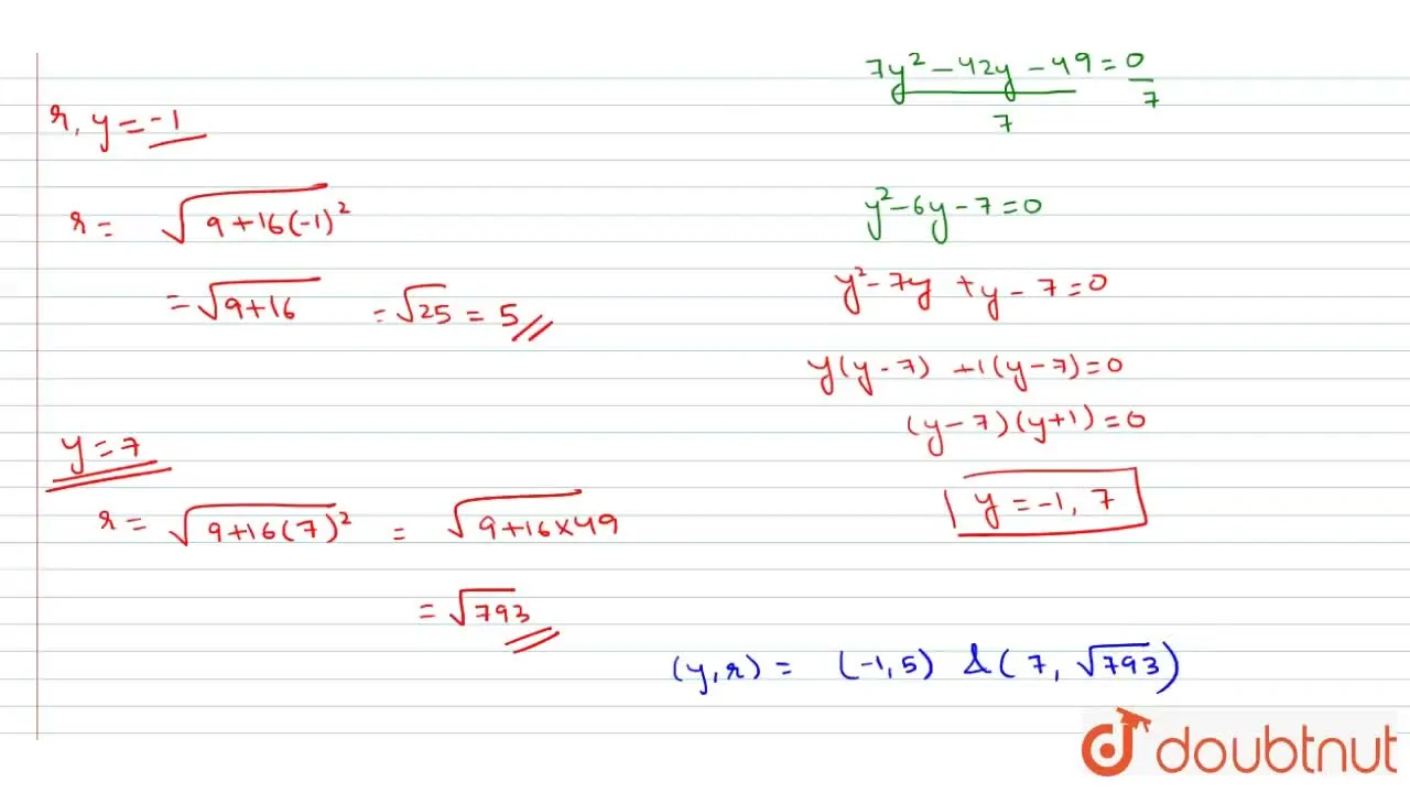 Points A(-1, Y) And B(5, 7) Lie On A Circle With Centre O(2, -3y) . F