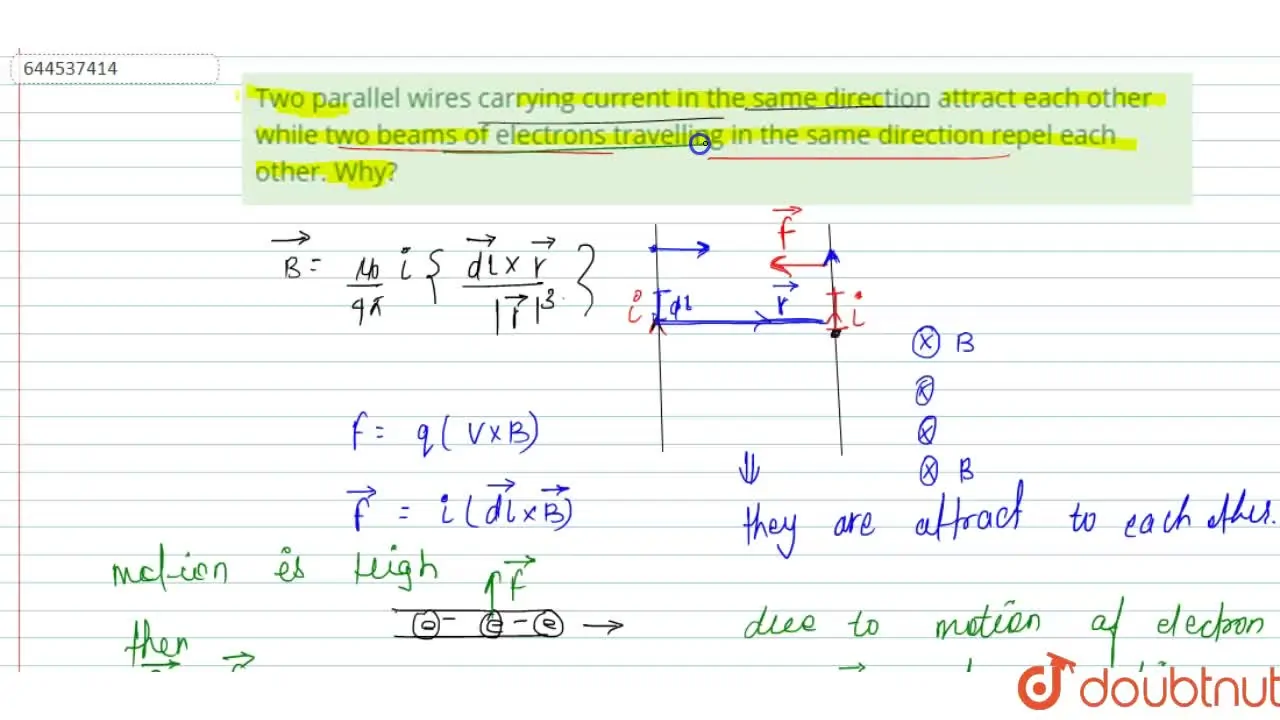 Two parallel wires carrying current in the same direction attract each