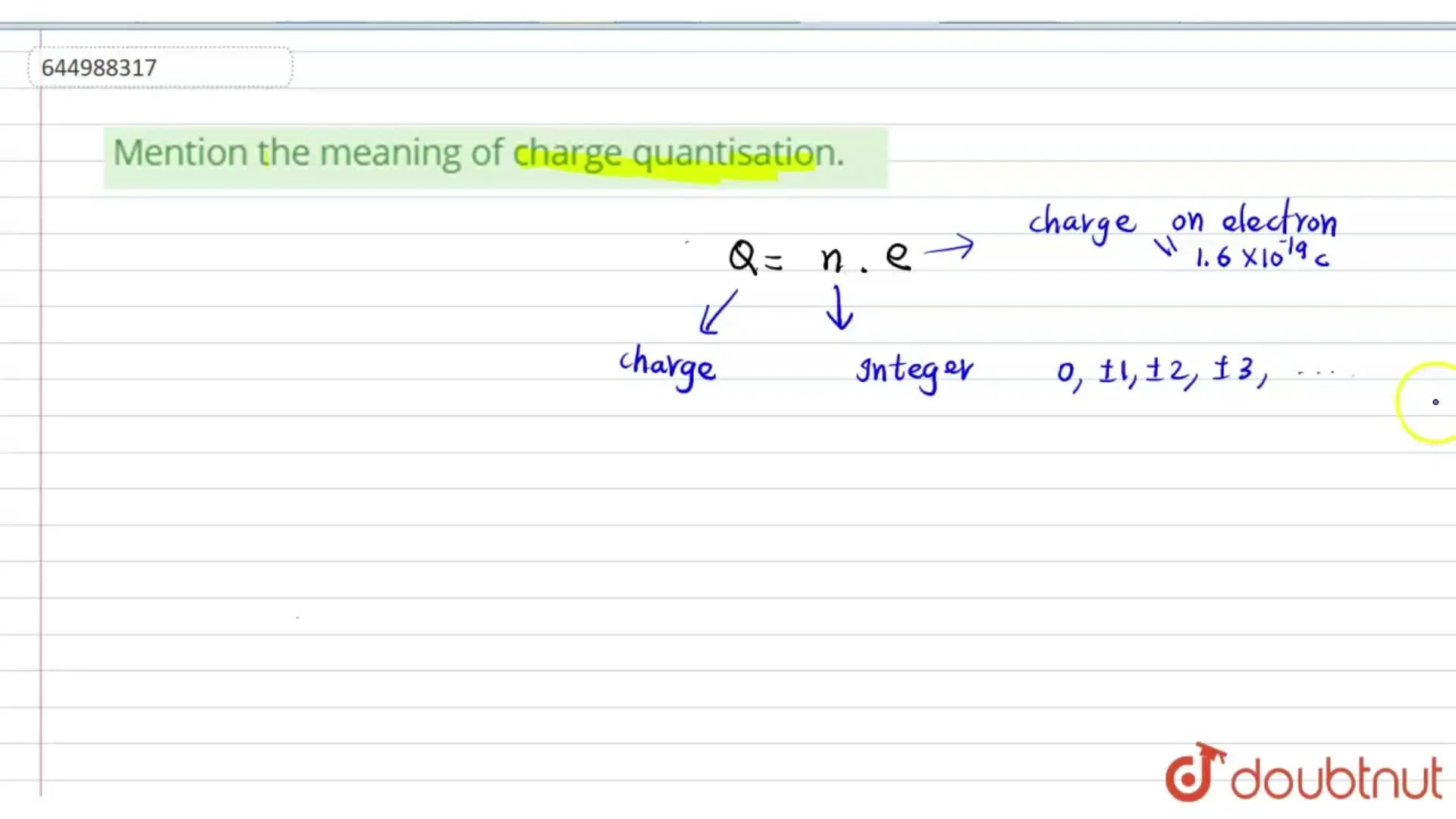 [Odia] Mention the meaning of charge quantisation.