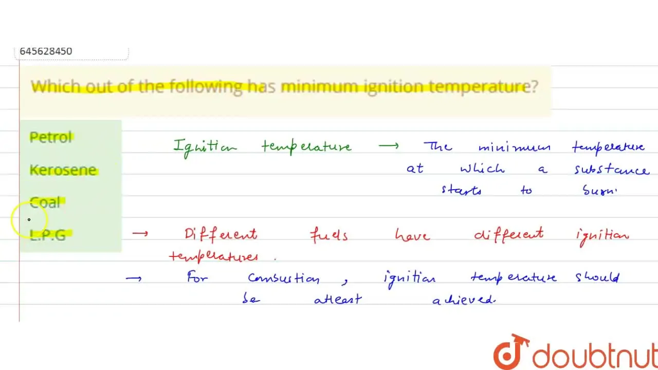 [Punjabi] Which out of the following has minimum ignition temperature?