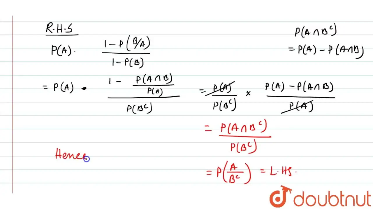 [Bengali] For two events A and B [with P(B)ne 0], show that P(A//bar B