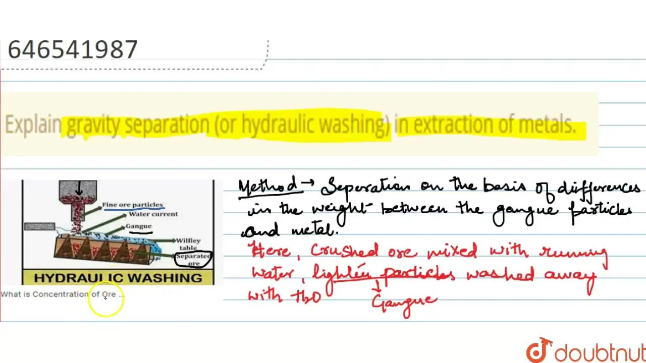 [Punjabi] Explain gravity separation (or hydraulic washing) in extract