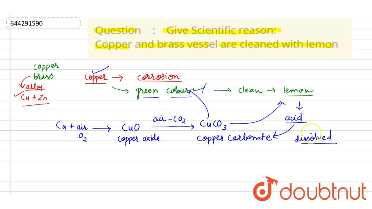 [Marathi] Give Scientific reason Copper and brass vessel are cleane
