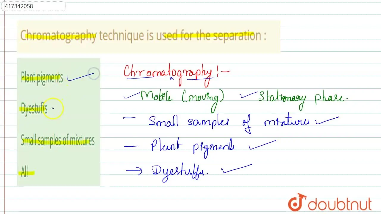 [Kannada] Chromatography technique is used for the separation