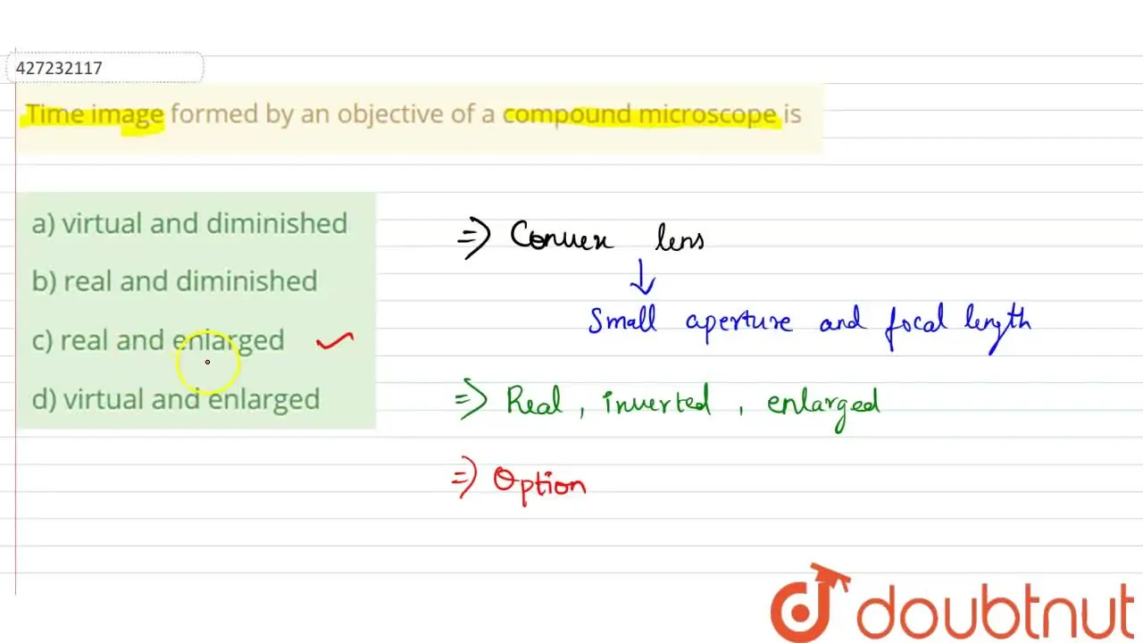 [Tamil] Time image formed by an objective of a compound microscope is