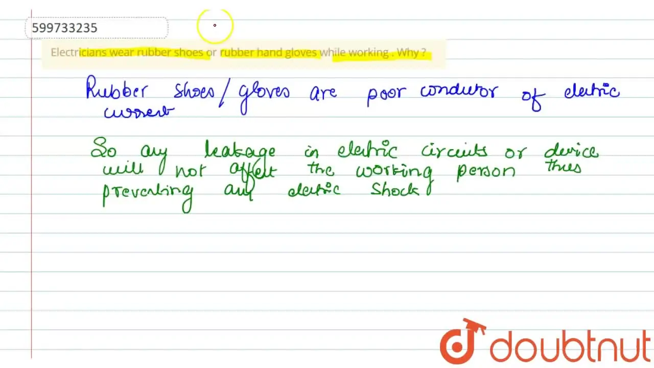 [Kannada] Electricians wear rubber shoes or rubber hand gloves while w