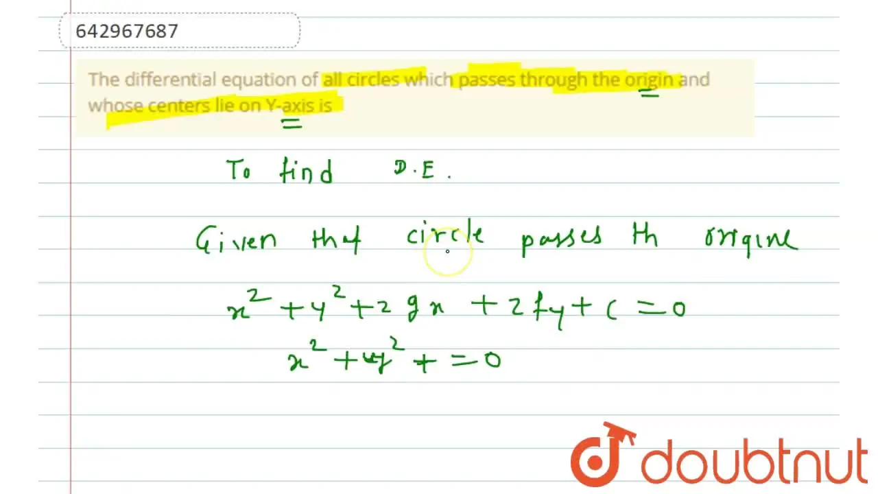 [Marathi] The differential equation of all circles which passes throug