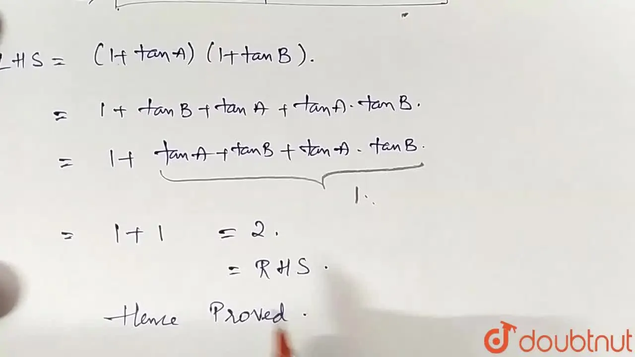 [Telugu] If A+B = (pi)/4, Then Prove That (1+tanA)(1+tanB) = 2.