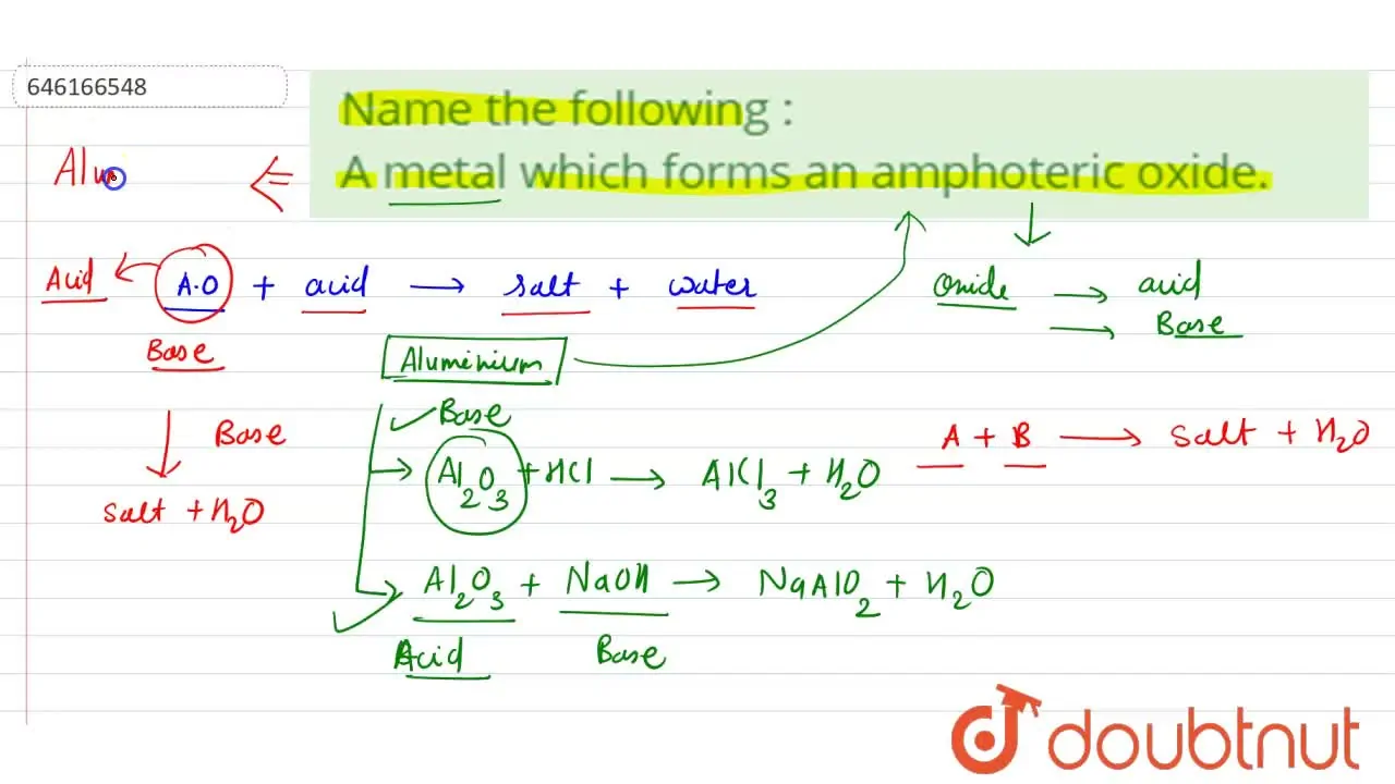 [Marathi] Name the following A metal which forms an amphoteric oxi