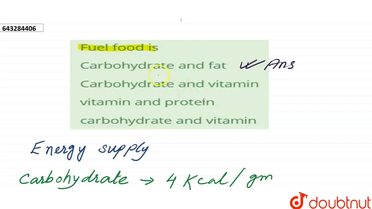 [Bengali Solution] Fuel food is