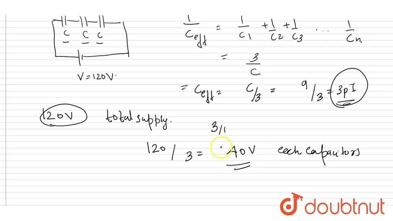 [Malayalam] Three capacitors each of capacitance 9pF are connected in