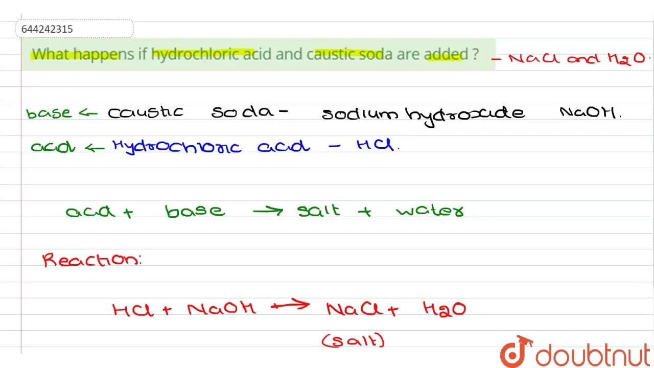 [Telugu] What happens if hydrochloric acid and caustic soda are added