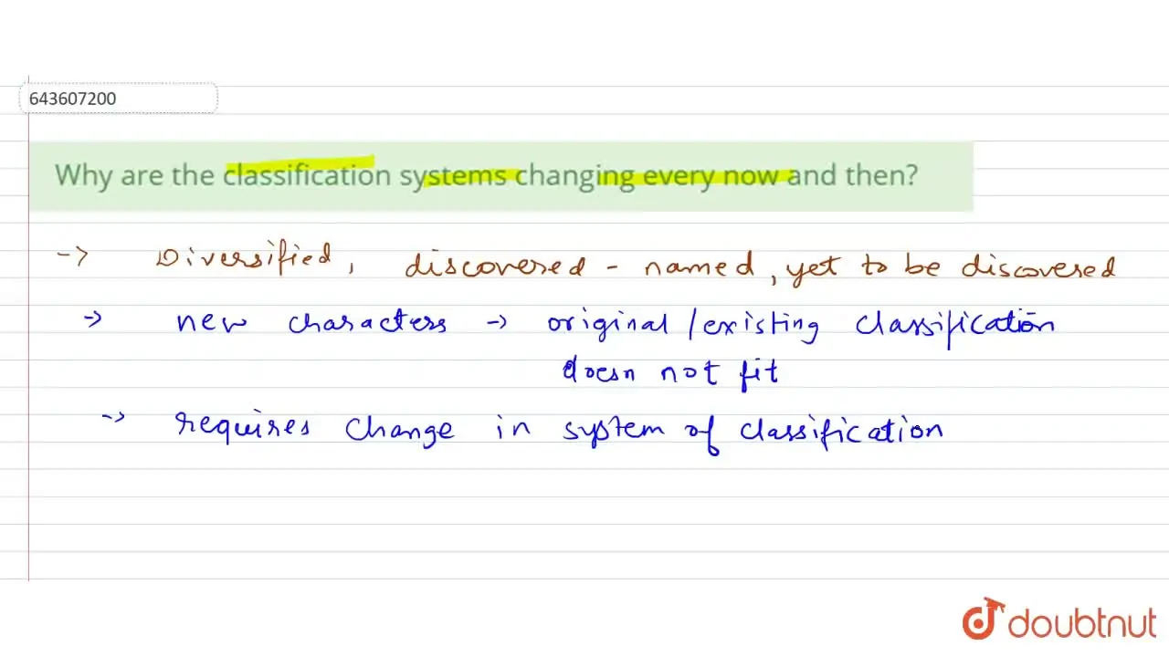 [Marathi Solution] Why are the classification systems changing every n