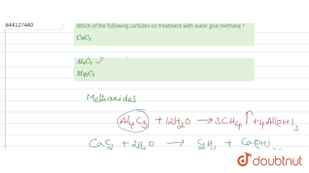 Which of the following carbides on treatment with water give methane