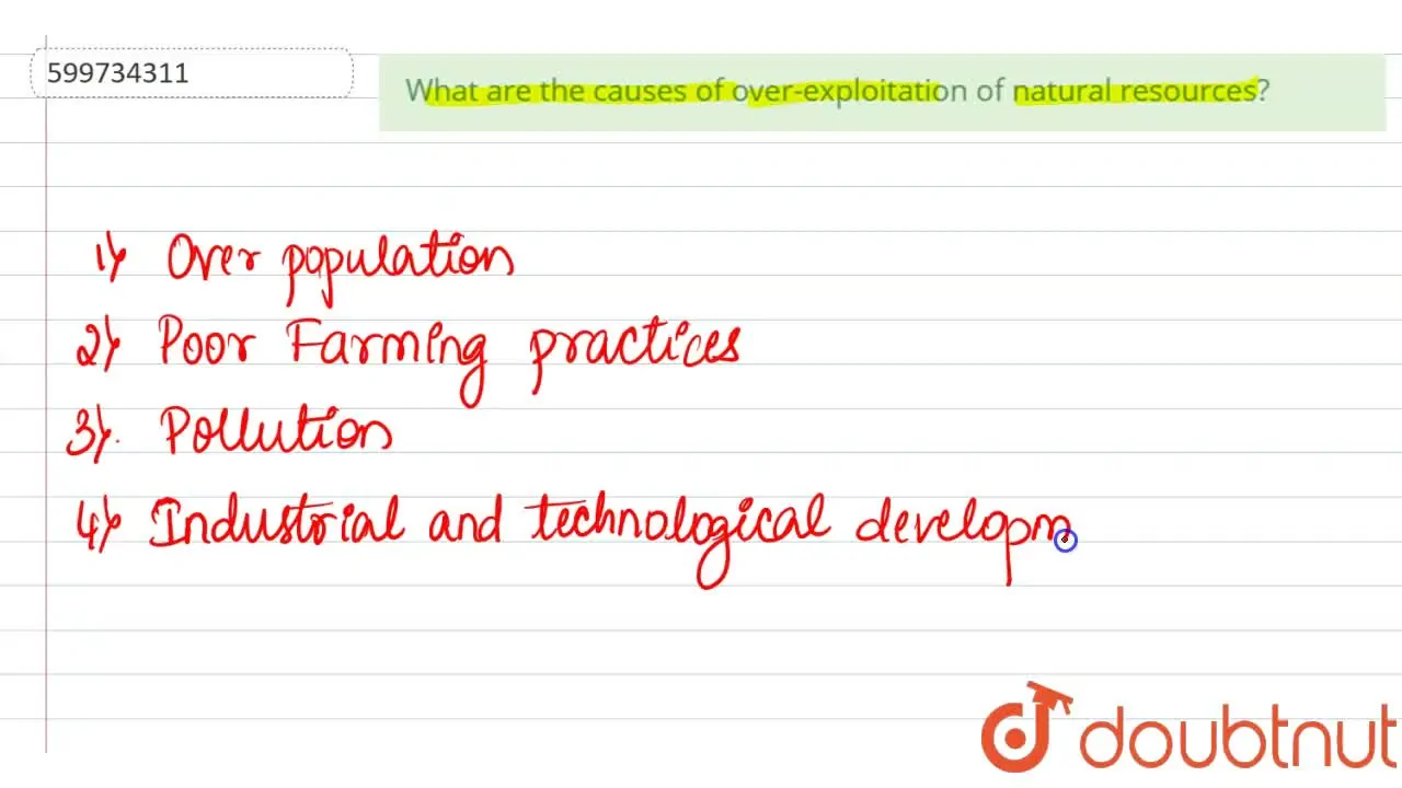 [Kannada Solution] What are the causes of overexploitation of natural