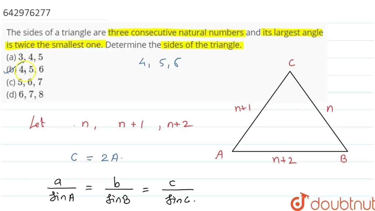 [Marathi] The sides of a triangle are three consecutive natural number