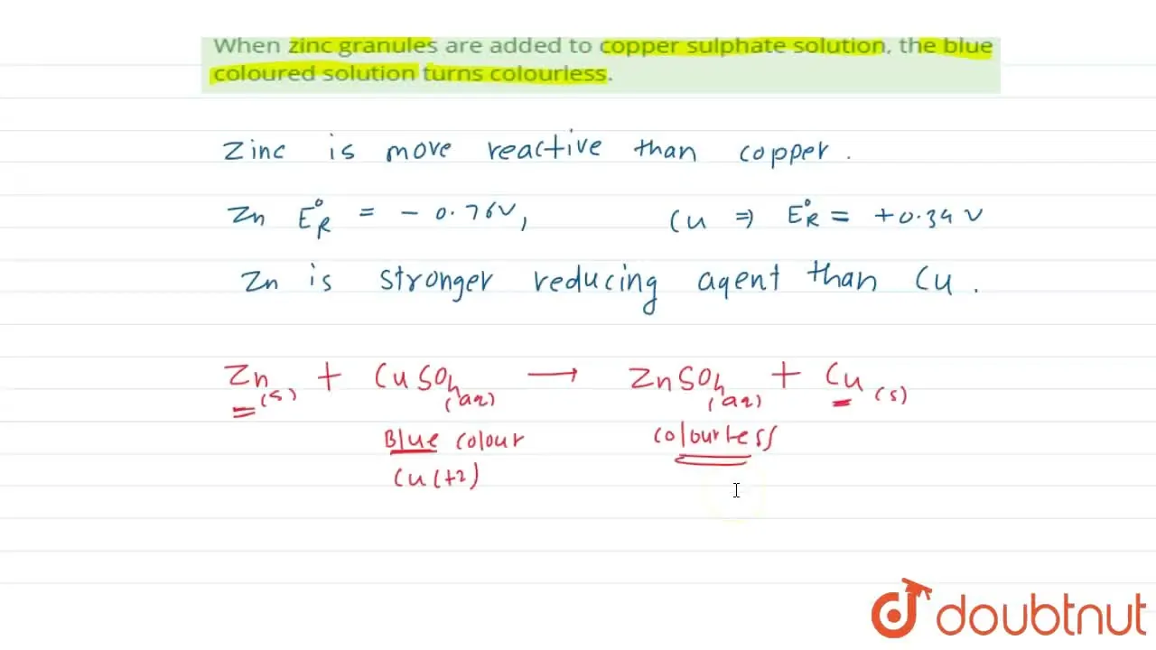 [Marathi] Give scientific reasons for the following When zinc granul