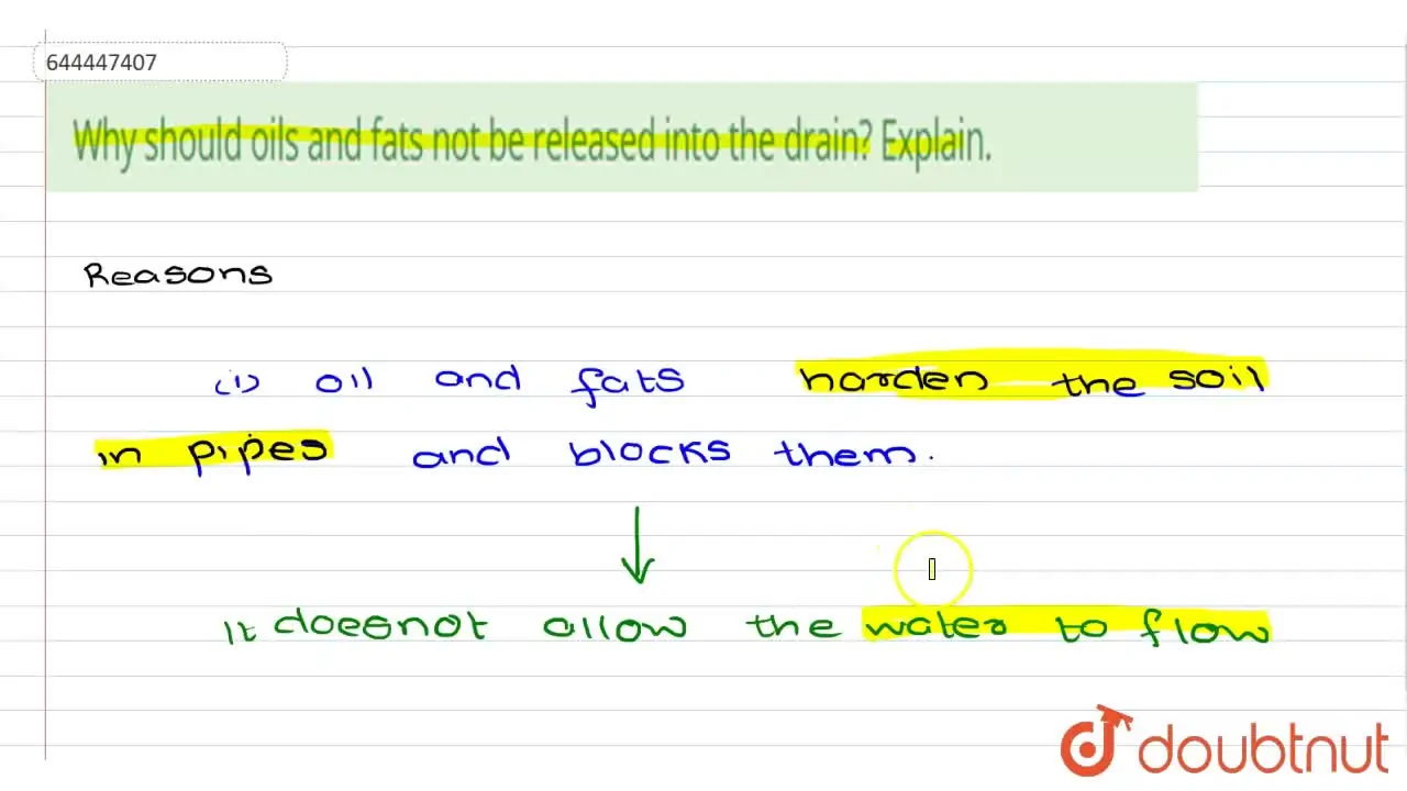 [Telugu] Why should oils and fats not be released into the drain? Expl