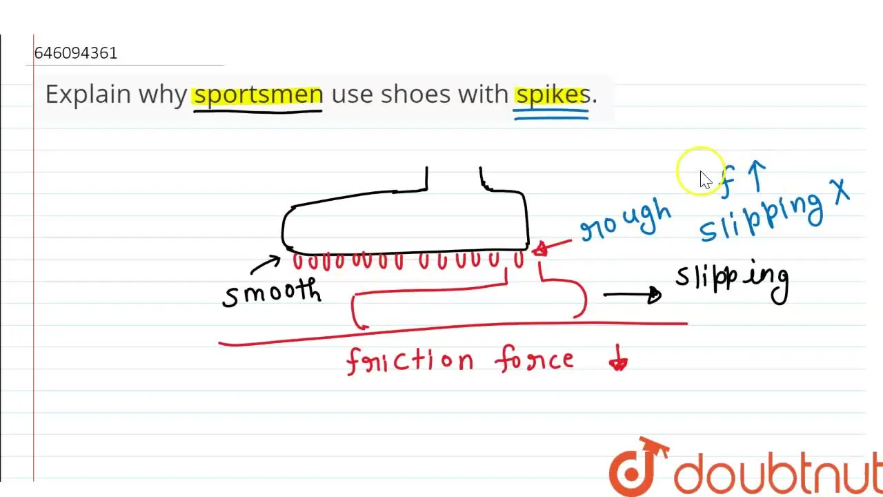 Explain why sportsmen use shoes with spikes.