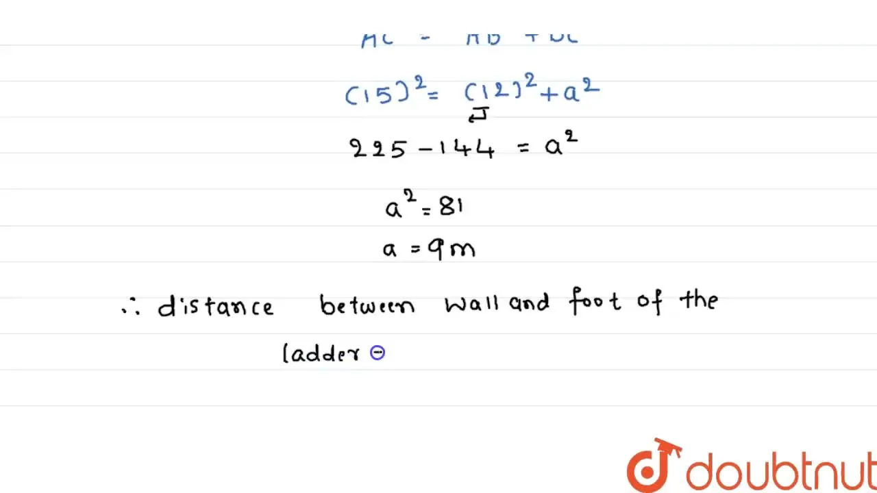 [Kannada] A 15 m long ladder reached a window 12m high from the ground