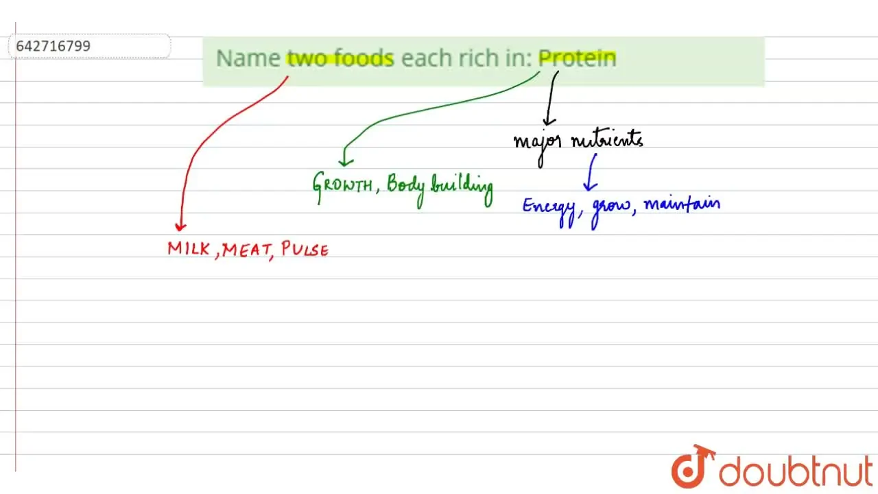 [Kannada Solution] Name two foods each rich in Protein