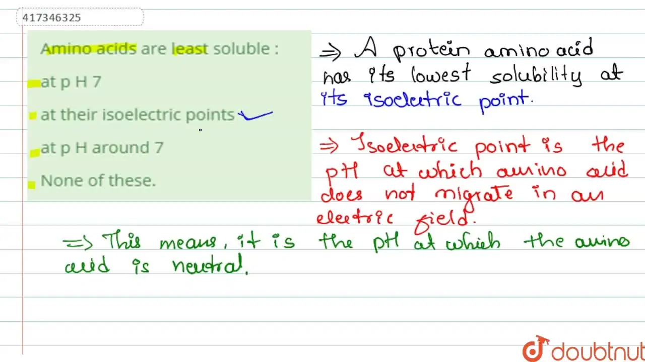 [Kannada] Amino acids are least soluble