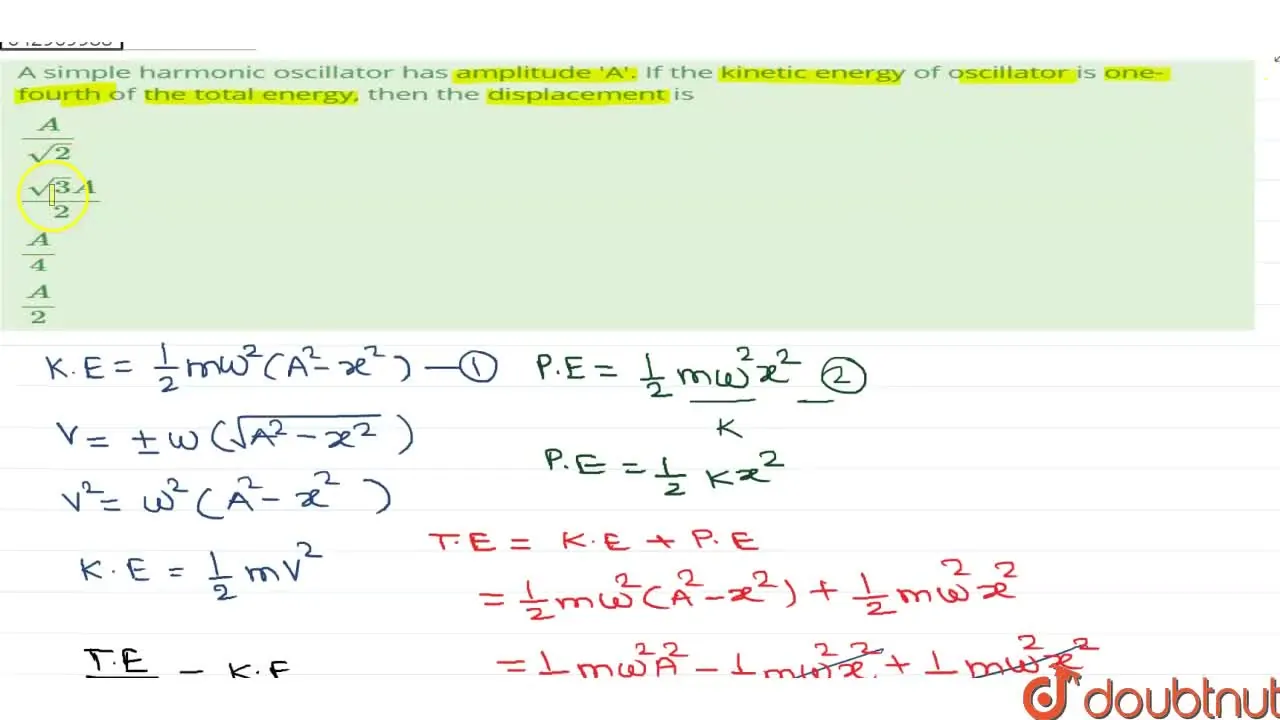 [Marathi] A simple harmonic oscillator has amplitude 'A'. If the