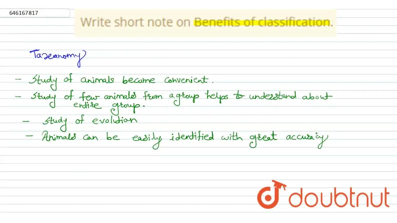 [Marathi Solution] Write short note on Benefits of classification.