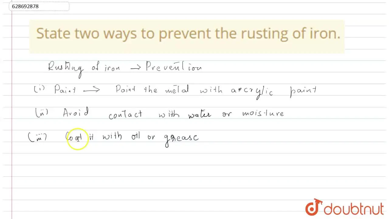 [Kannada] State two ways to prevent the rusting of iron.