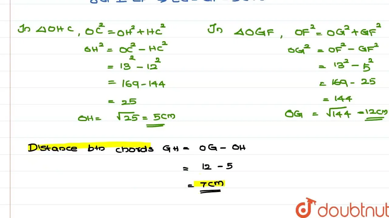 [Malayalam] ln a circle of radius 13 centimetres two parallel chords
