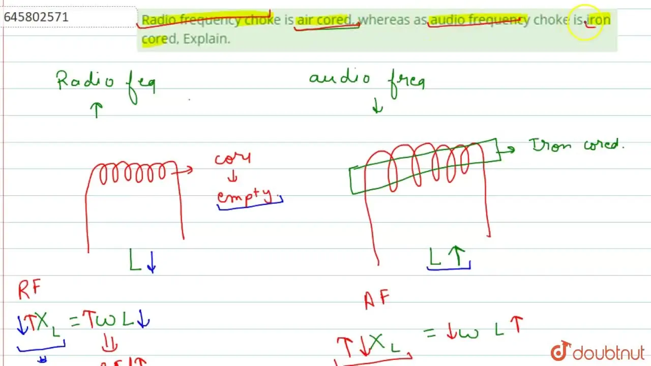 [Punjabi] Radio frequency choke is air cored, whereas as audio frequen
