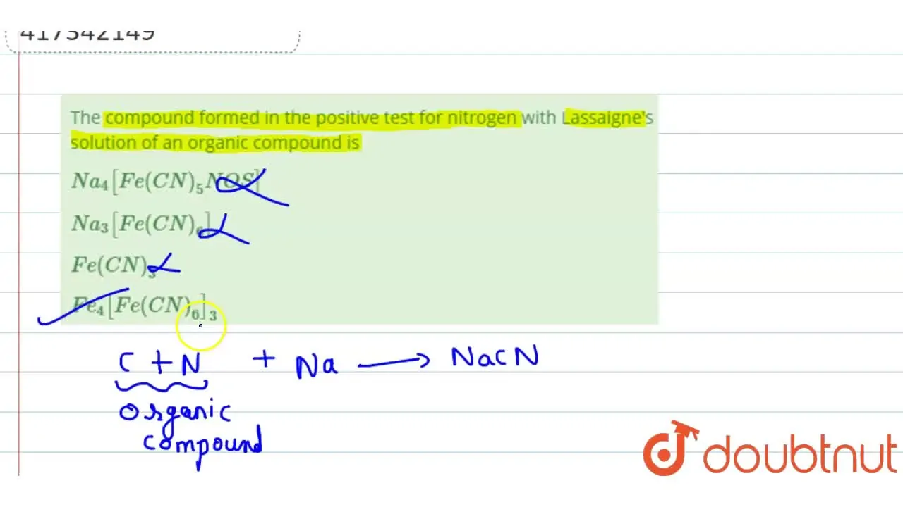 [Kannada] The compound formed in the positive test for nitrogen with L