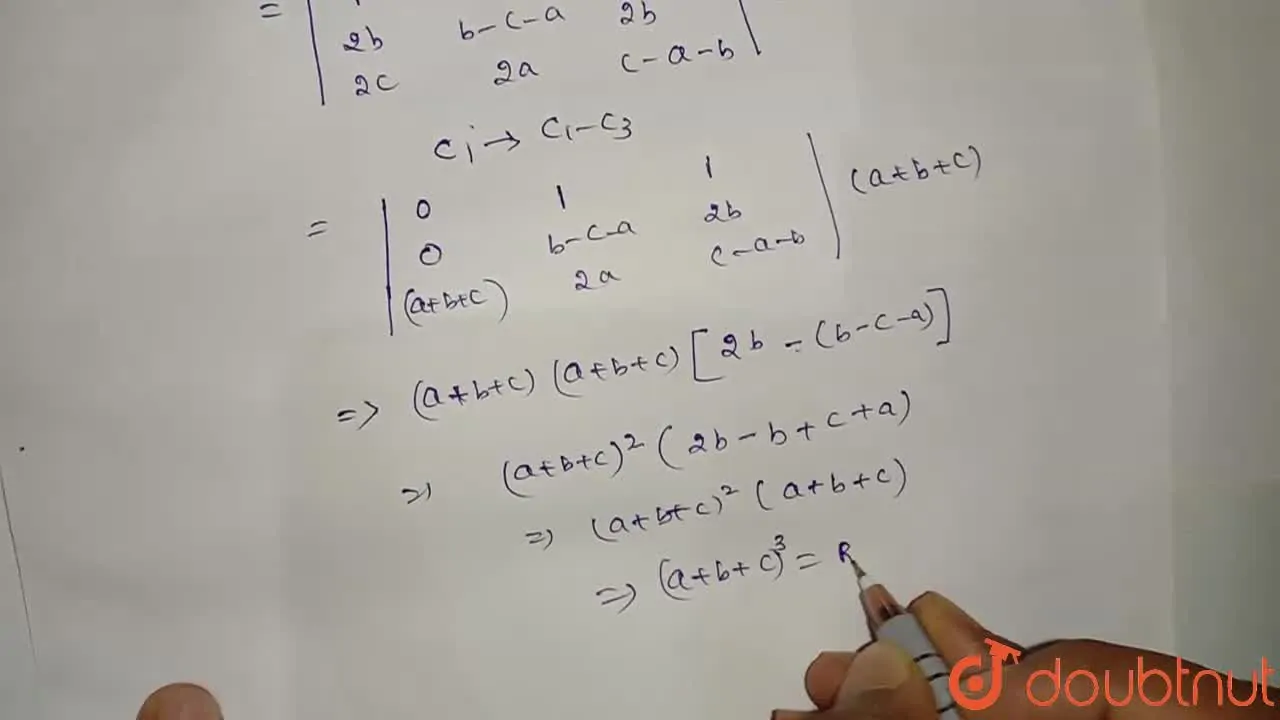 [Kannada] |(a-b-c, 2a, 2a),(2b, B-c-a,2b),(2c,2c,c-a-b)| = (a + B + C)