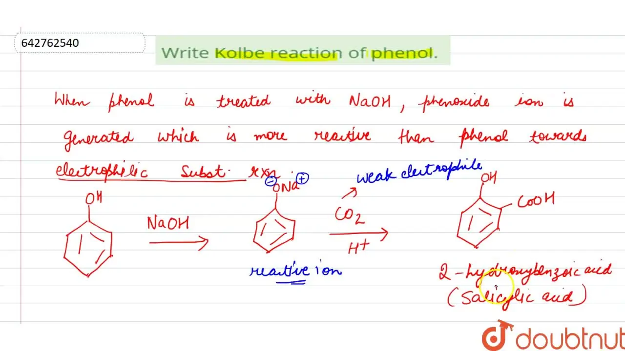 [Punjabi] Write Kolbe reaction of phenol.