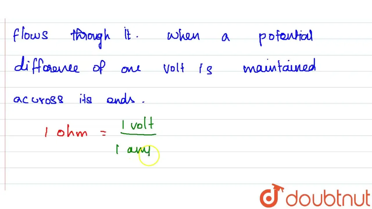 [Tamil] Define the unit of resistance ? (or) Define one ohm.