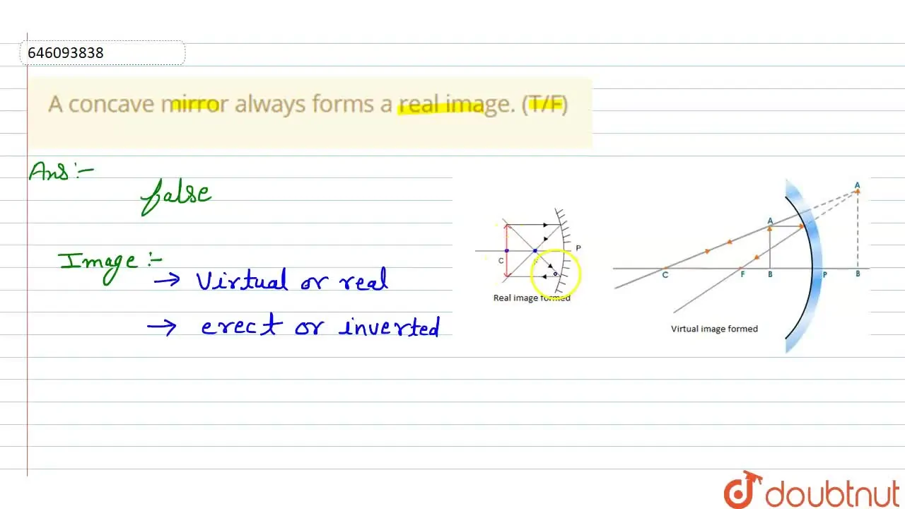 A concave mirror always forms a real image. (T/F)