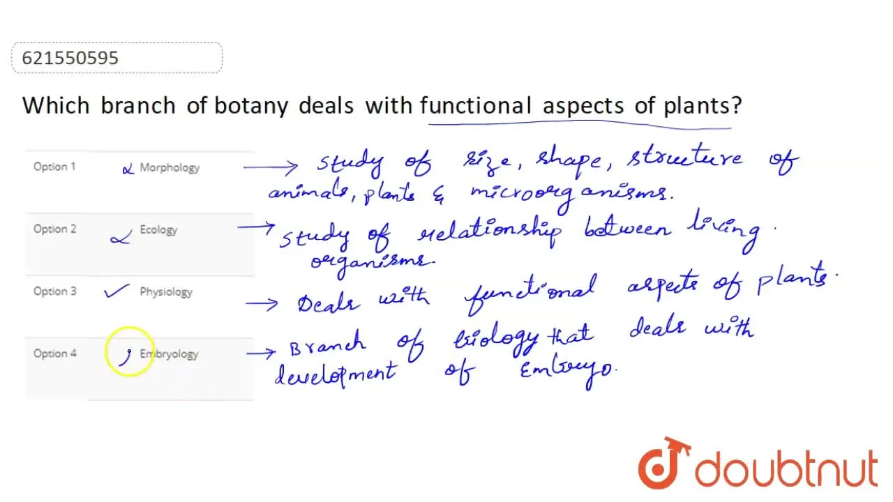 [Telugu Solution] Which branch of botany deals with functional aspects