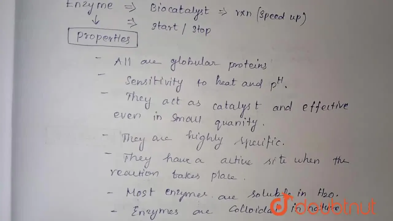 [Tamil Solution] Write down the properties of enzymes.