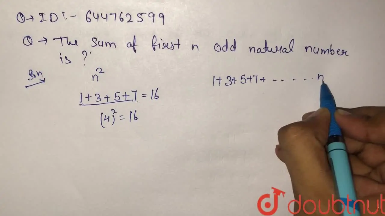 The sum of first n odd natural numbers is
