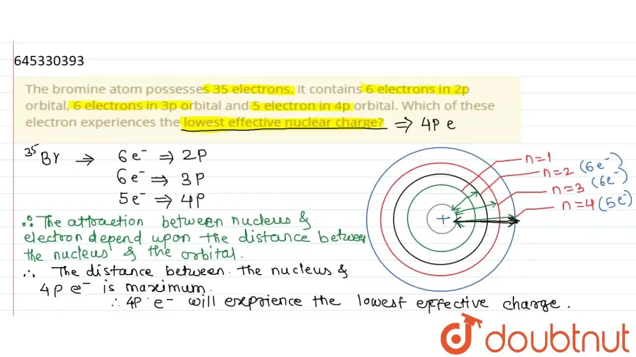 [Marathi] The bromine atom possesses 35 electrons. It contains 6 elect
