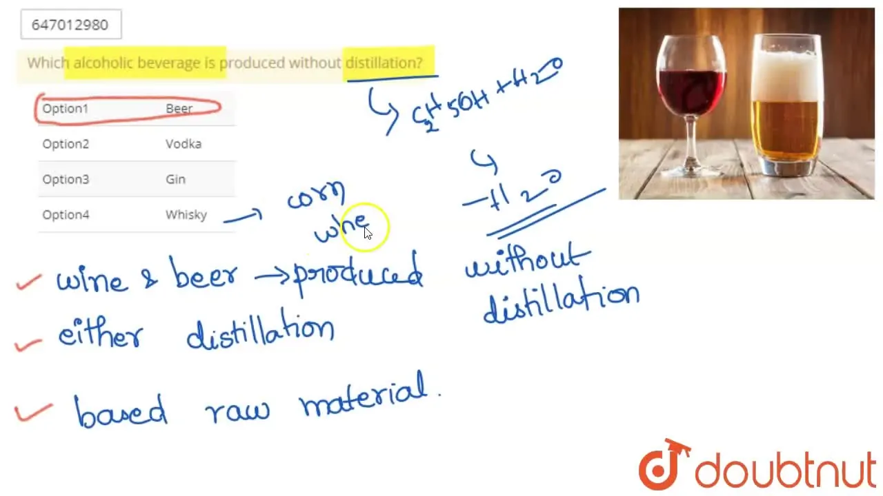 [Tamil Solution] Which alcoholic beverage is produced without distilla