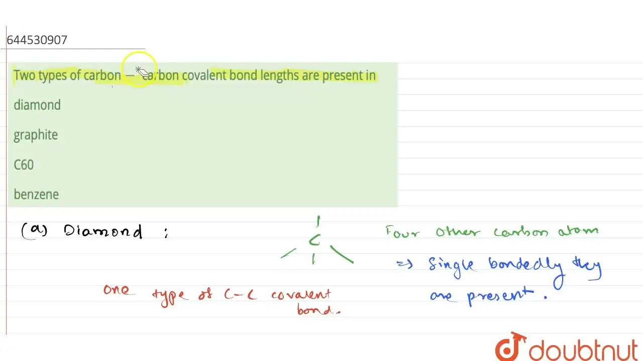 Two types of carbon carbon covalent bond lengths are present in