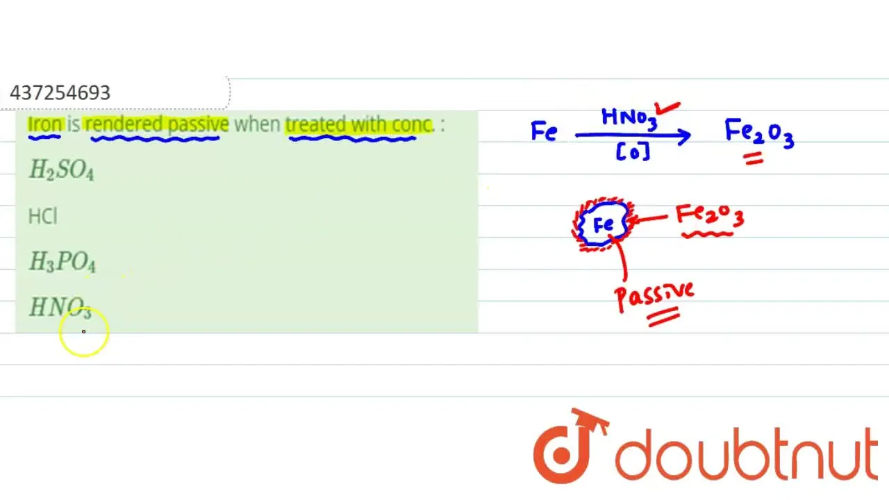 [Kannada] Iron is rendered passive when treated with conc.