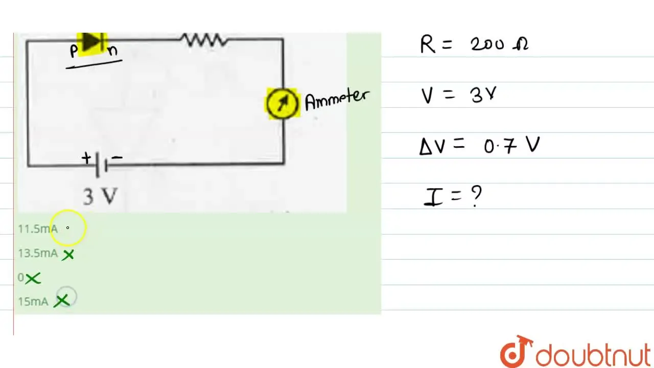 [Marathi] the reading of the ammeter for a silicon diode in the given