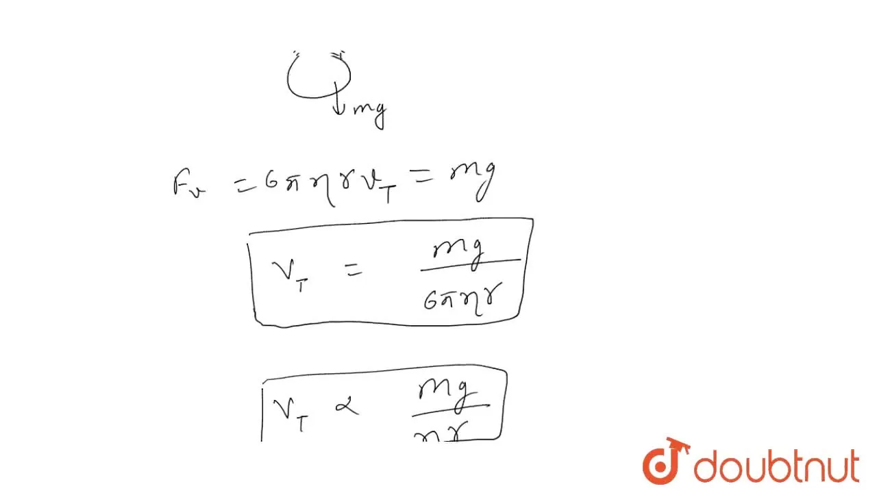 A small steel ball of mass m and radius r is falling under gravity thr