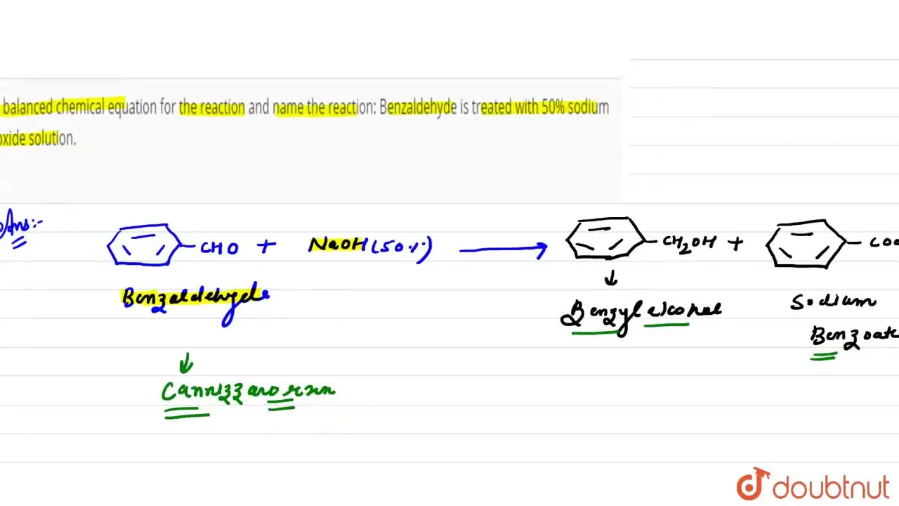 Write balanced chemical equation for the reaction and name the reactio